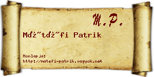 Mátéfi Patrik névjegykártya